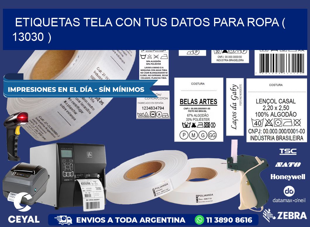 ETIQUETAS TELA CON TUS DATOS PARA ROPA ( 13030 )