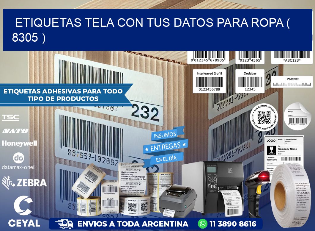 ETIQUETAS TELA CON TUS DATOS PARA ROPA ( 8305 )