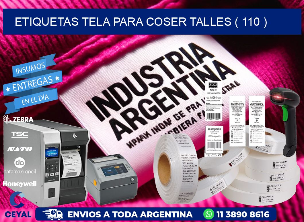 ETIQUETAS TELA PARA COSER TALLES ( 110 )