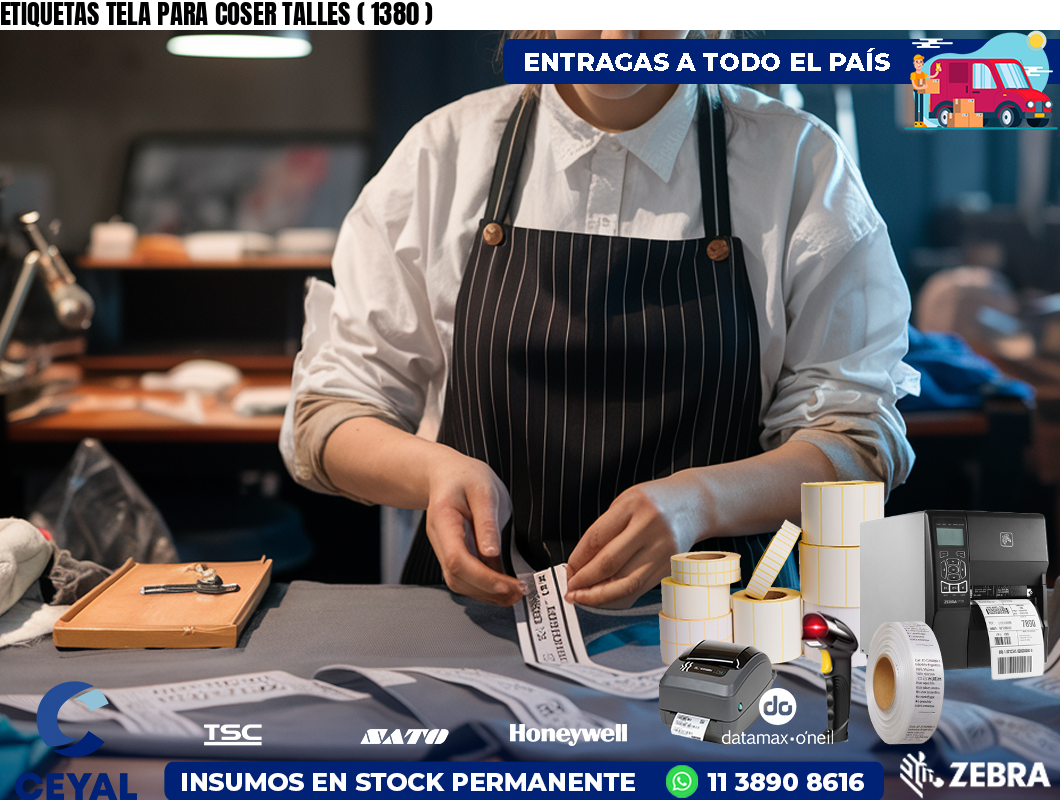 ETIQUETAS TELA PARA COSER TALLES ( 1380 )