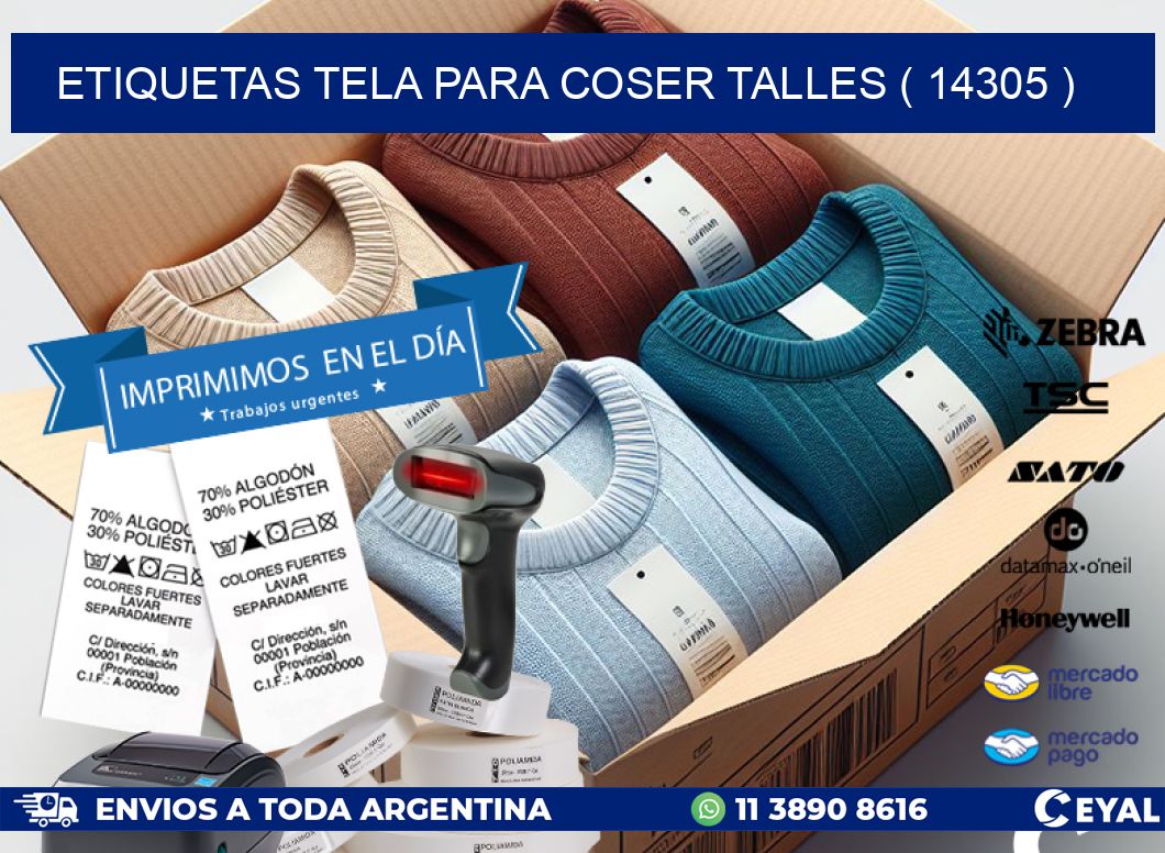 ETIQUETAS TELA PARA COSER TALLES ( 14305 )
