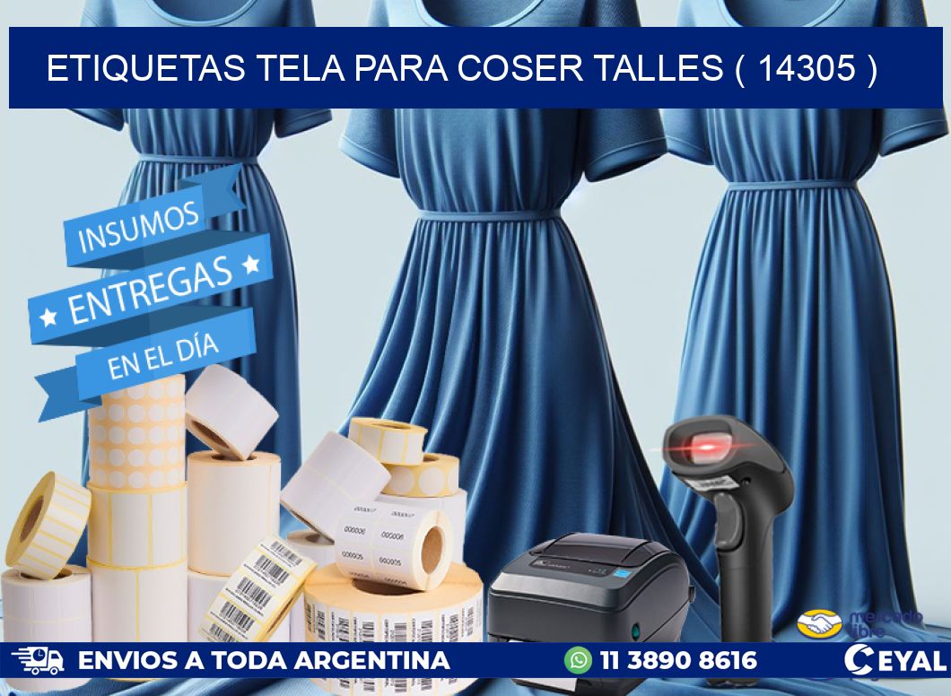 ETIQUETAS TELA PARA COSER TALLES ( 14305 )