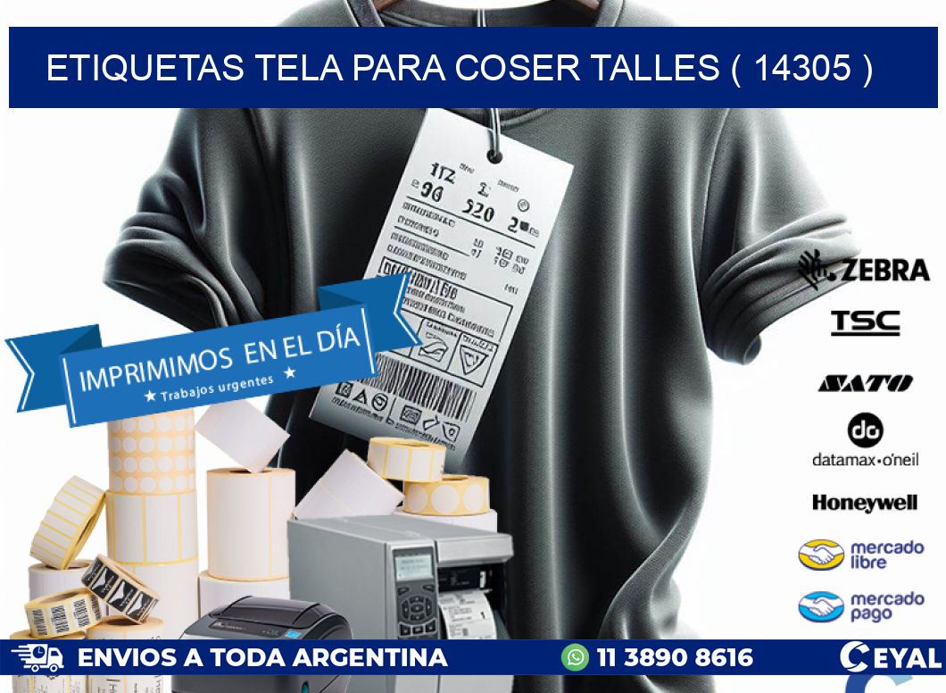ETIQUETAS TELA PARA COSER TALLES ( 14305 )