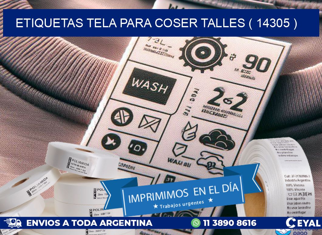 ETIQUETAS TELA PARA COSER TALLES ( 14305 )