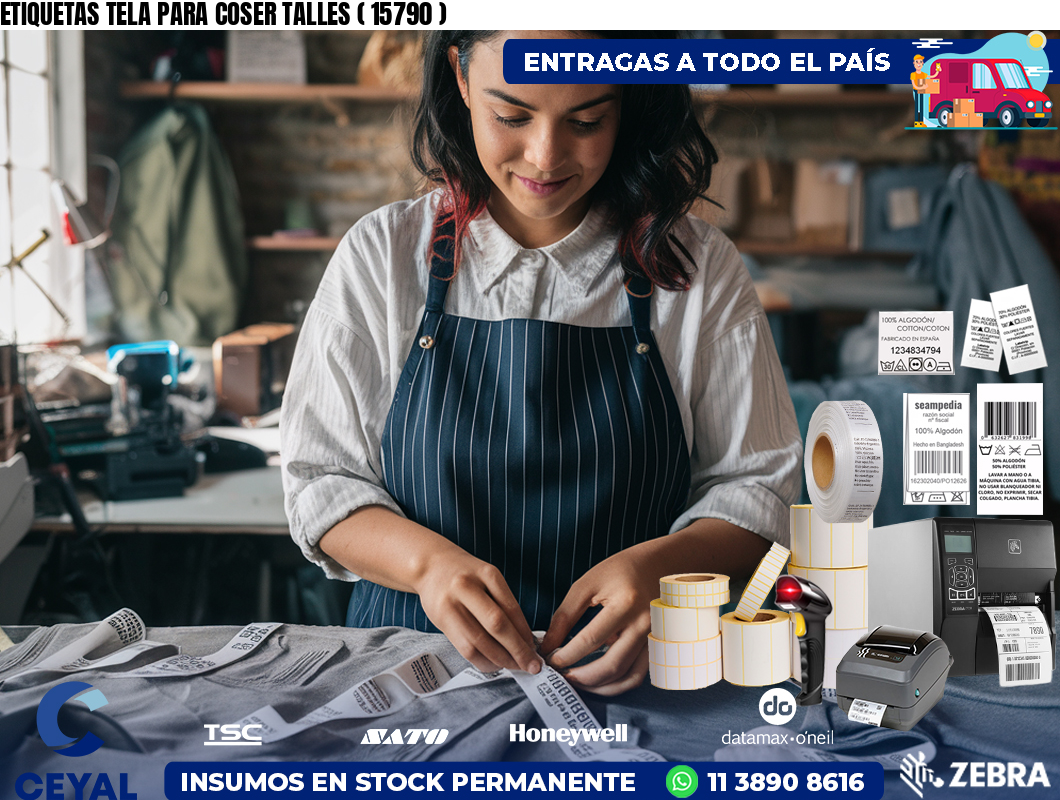 ETIQUETAS TELA PARA COSER TALLES ( 15790 )