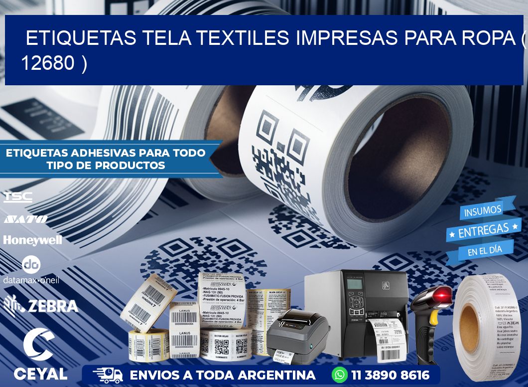 ETIQUETAS TELA TEXTILES IMPRESAS PARA ROPA ( 12680 )