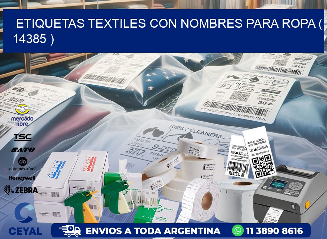 ETIQUETAS TEXTILES CON NOMBRES PARA ROPA ( 14385 )