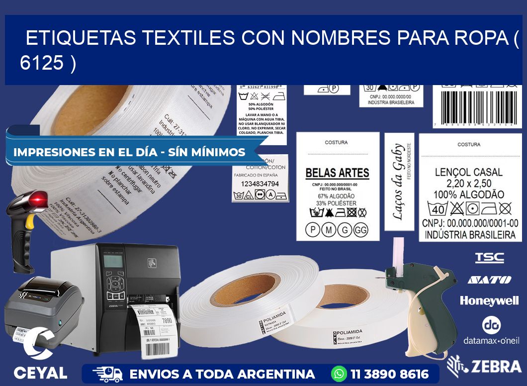ETIQUETAS TEXTILES CON NOMBRES PARA ROPA ( 6125 )