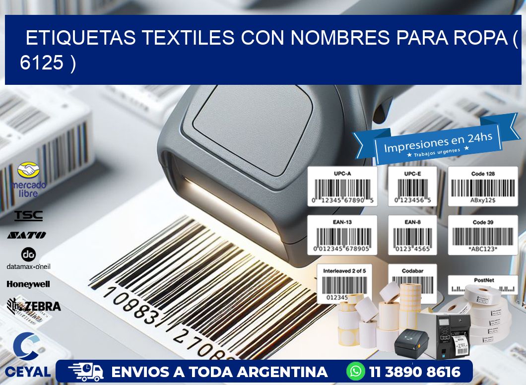ETIQUETAS TEXTILES CON NOMBRES PARA ROPA ( 6125 )