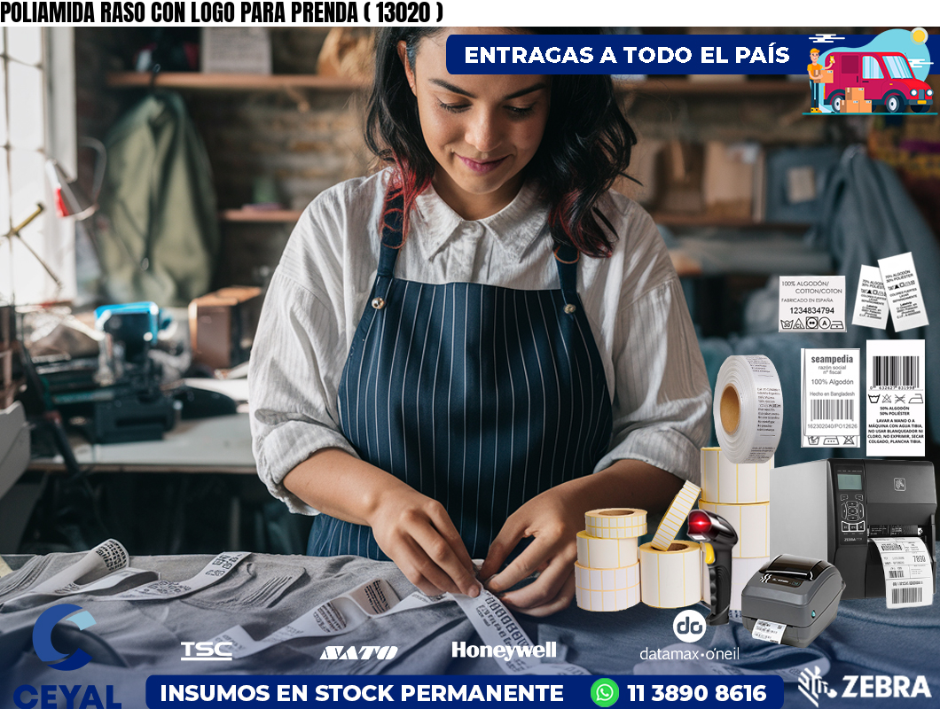 POLIAMIDA RASO CON LOGO PARA PRENDA ( 13020 )