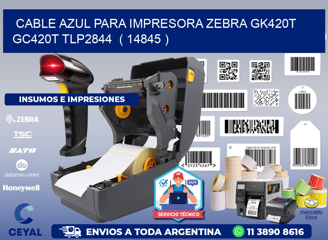 cable azul para impresora zebra GK420T GC420T TLP2844  ( 14845 )