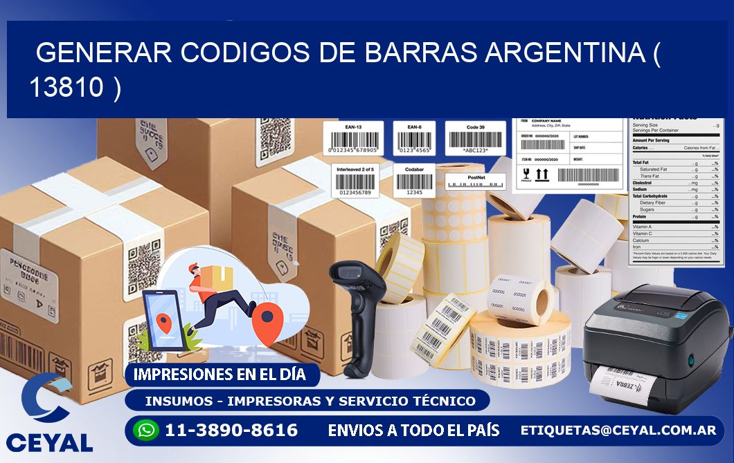 generar codigos de barras argentina ( 13810 )
