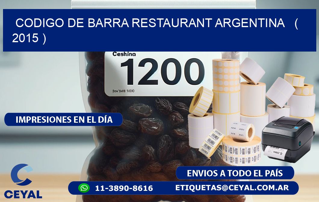 CODIGO DE BARRA RESTAURANT ARGENTINA ( 2015 )