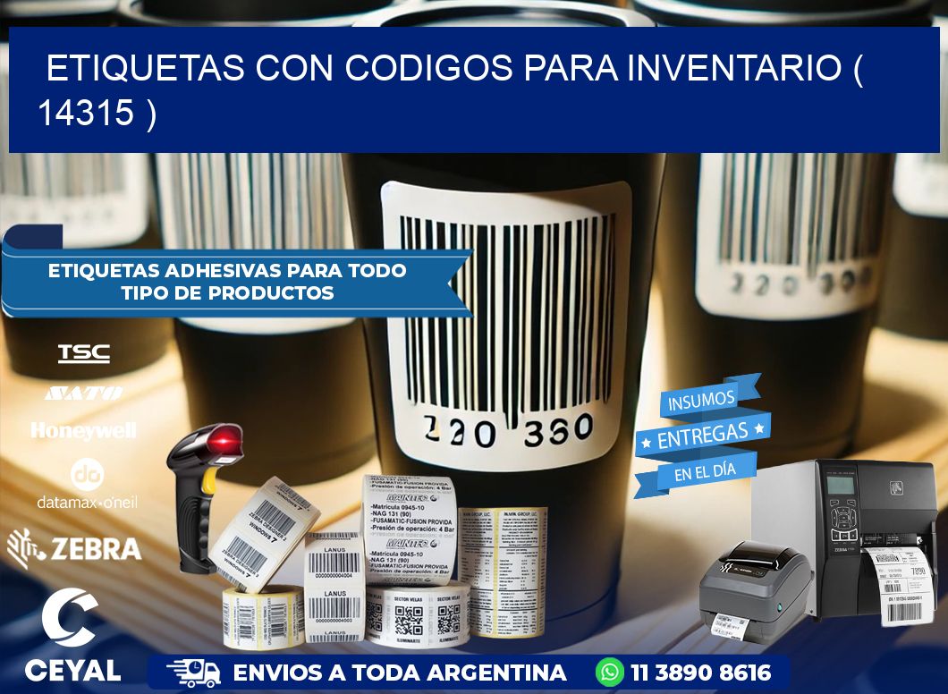 ETIQUETAS CON CODIGOS PARA INVENTARIO ( 14315 )