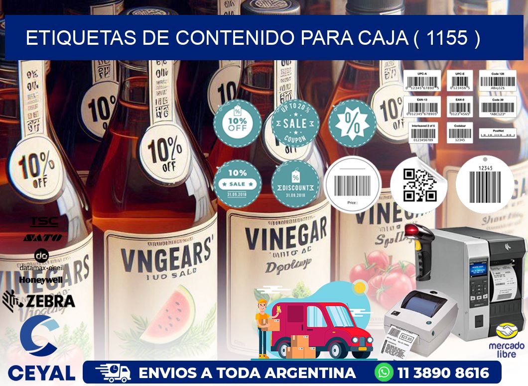 ETIQUETAS DE CONTENIDO PARA CAJA ( 1155 )
