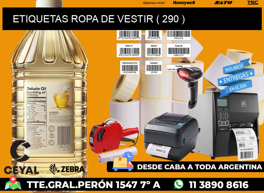 ETIQUETAS ROPA DE VESTIR ( 290 )