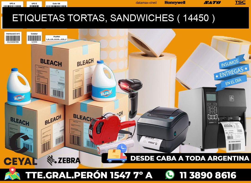 ETIQUETAS TORTAS, SANDWICHES ( 14450 )