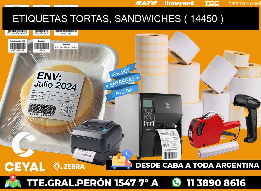 ETIQUETAS TORTAS, SANDWICHES ( 14450 )