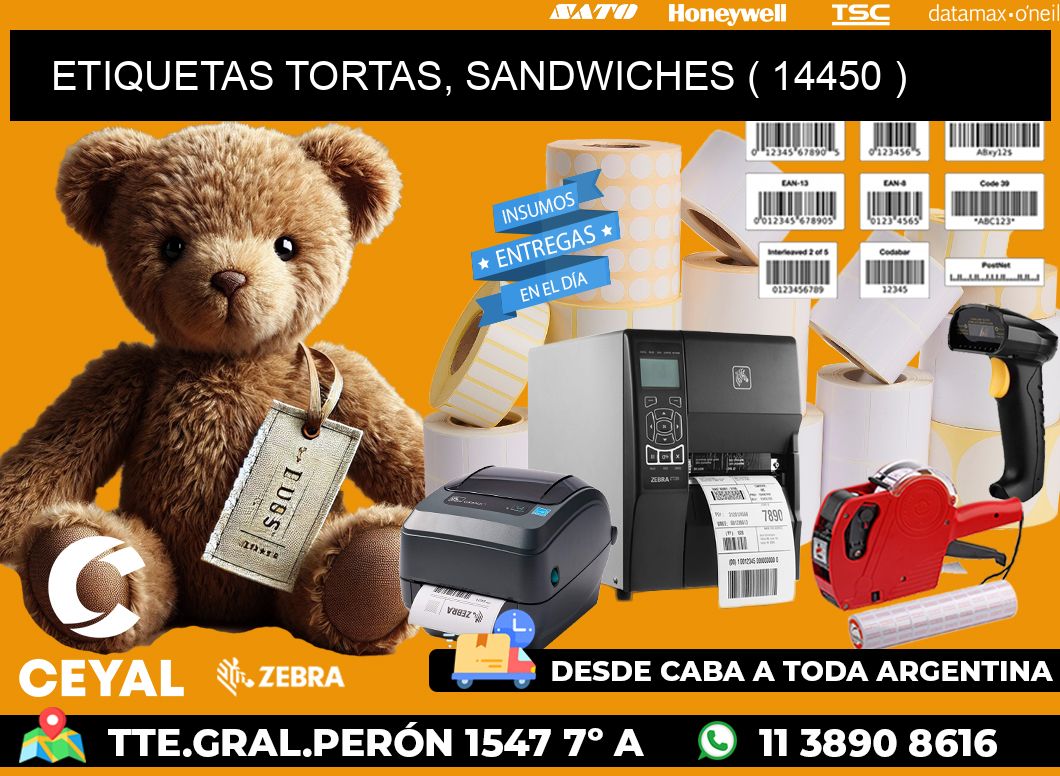 ETIQUETAS TORTAS, SANDWICHES ( 14450 )
