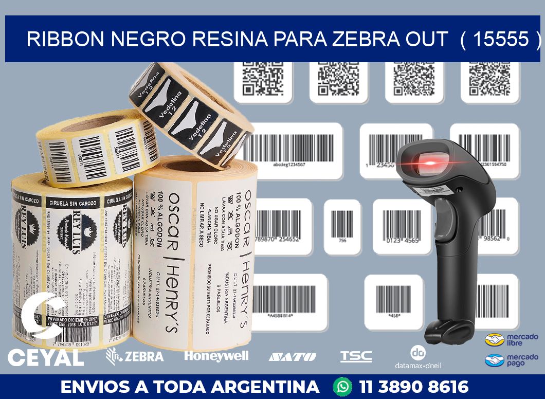 RIBBON NEGRO RESINA PARA ZEBRA OUT  ( 15555 )