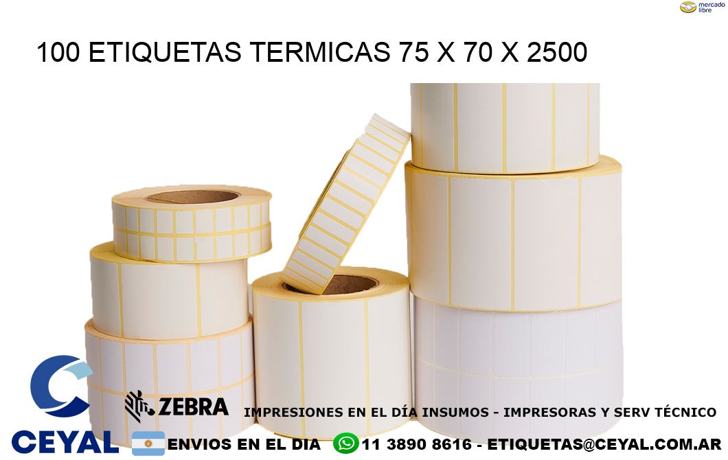 100 ETIQUETAS TERMICAS 75 x 70 x 2500