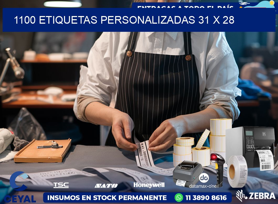 1100 ETIQUETAS PERSONALIZADAS 31 x 28