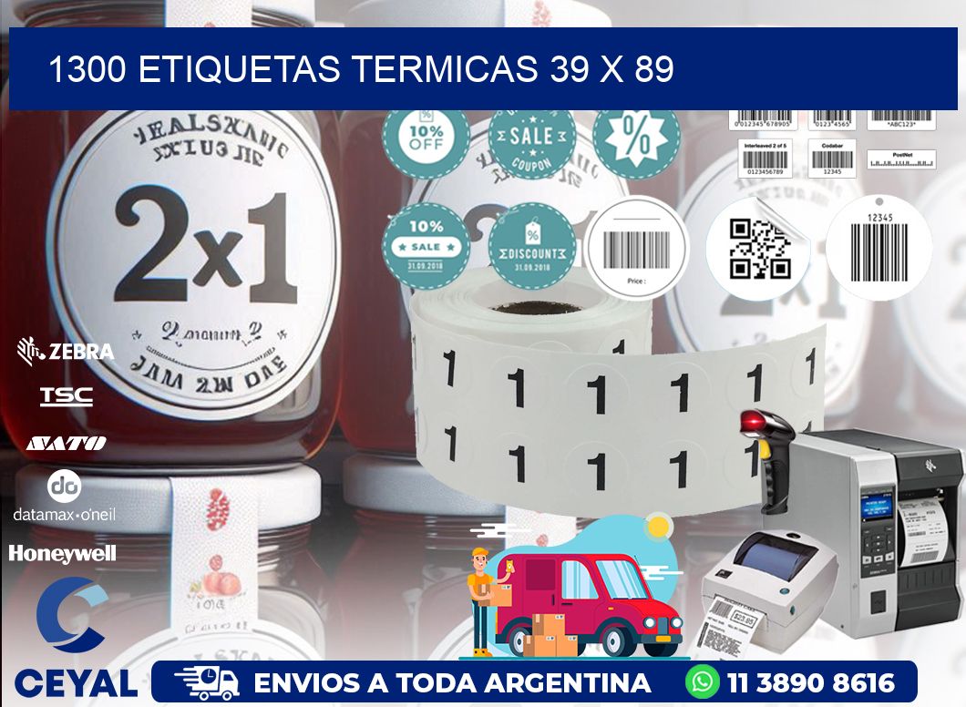 1300 ETIQUETAS TERMICAS 39 x 89