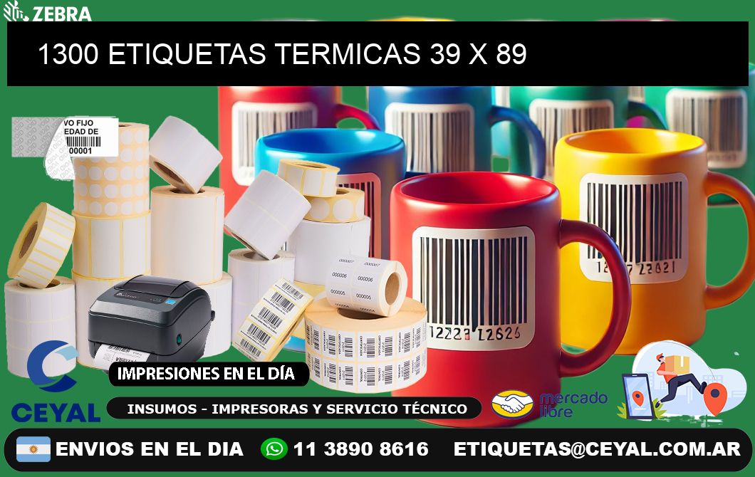 1300 ETIQUETAS TERMICAS 39 x 89