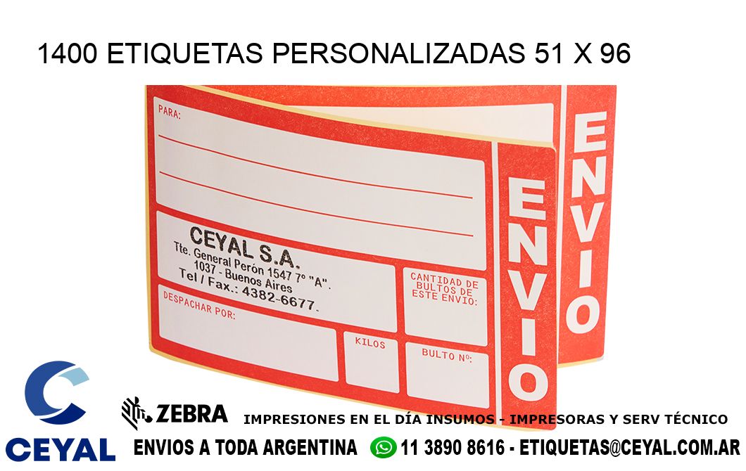 1400 ETIQUETAS PERSONALIZADAS 51 x 96