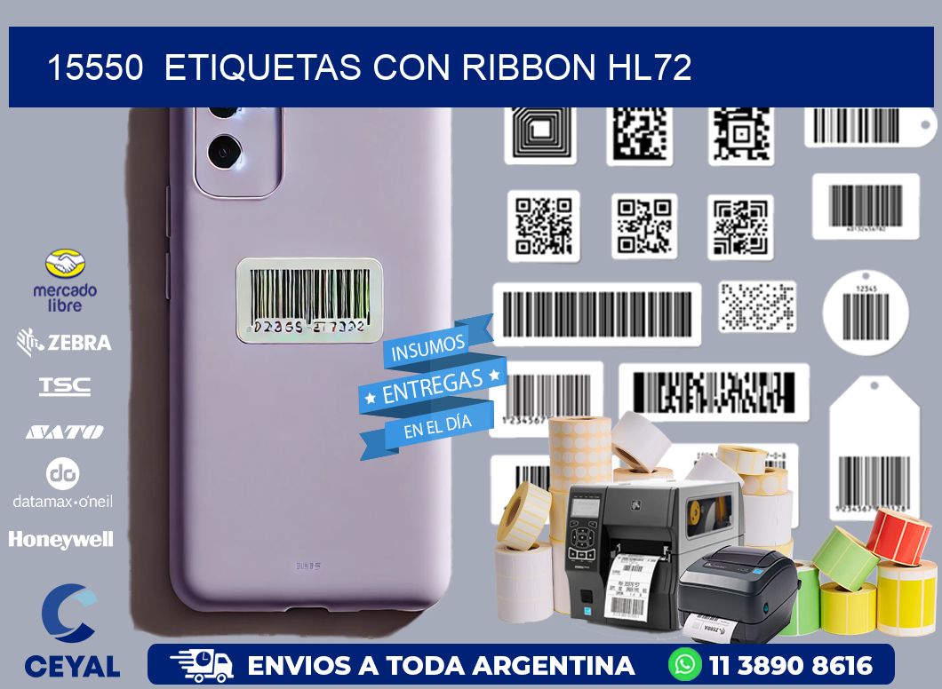 15550 ETIQUETAS CON RIBBON HL72