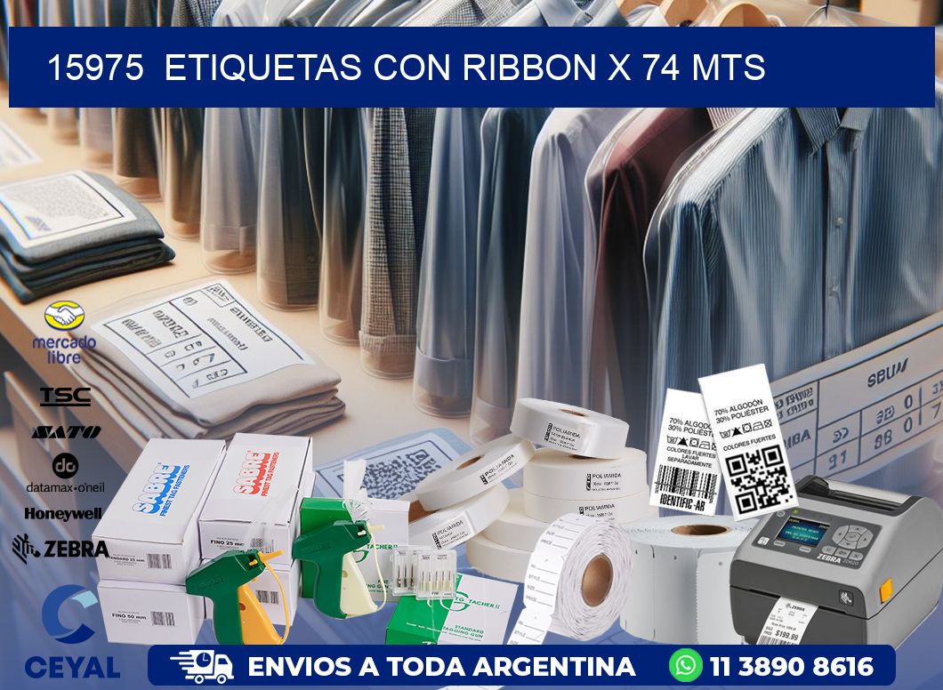 15975  ETIQUETAS CON RIBBON X 74 MTS