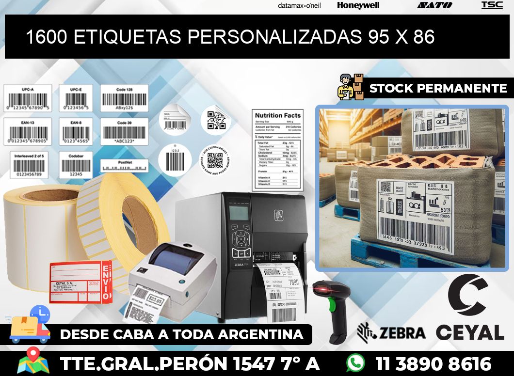 1600 ETIQUETAS PERSONALIZADAS 95 x 86
