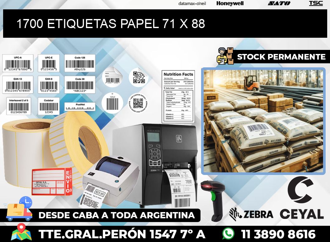 1700 ETIQUETAS PAPEL 71 x 88