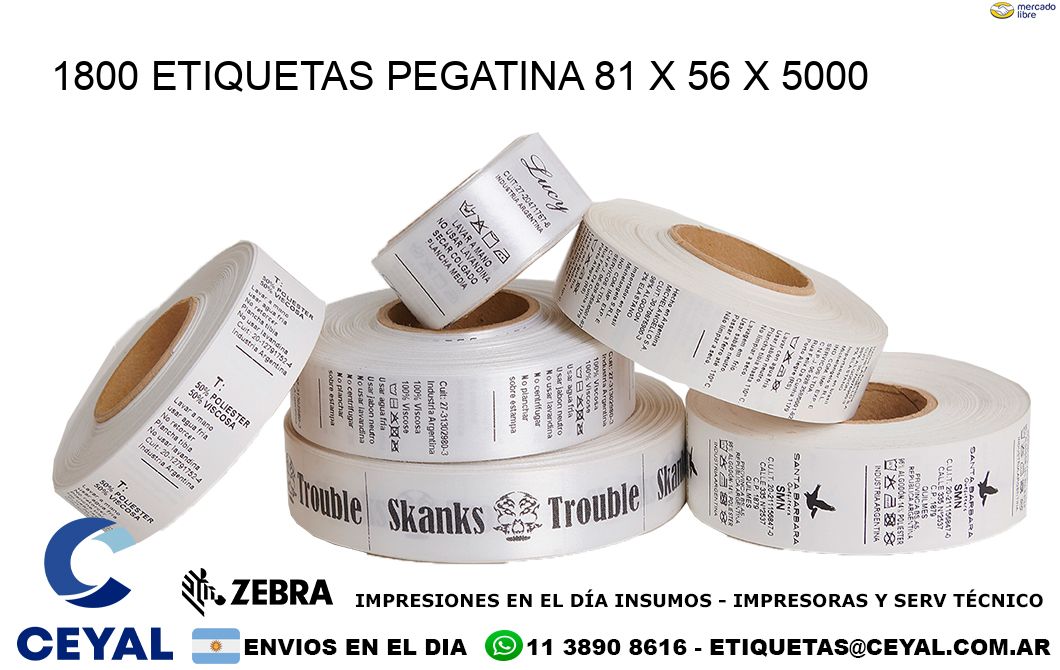 1800 ETIQUETAS PEGATINA 81 x 56 x 5000