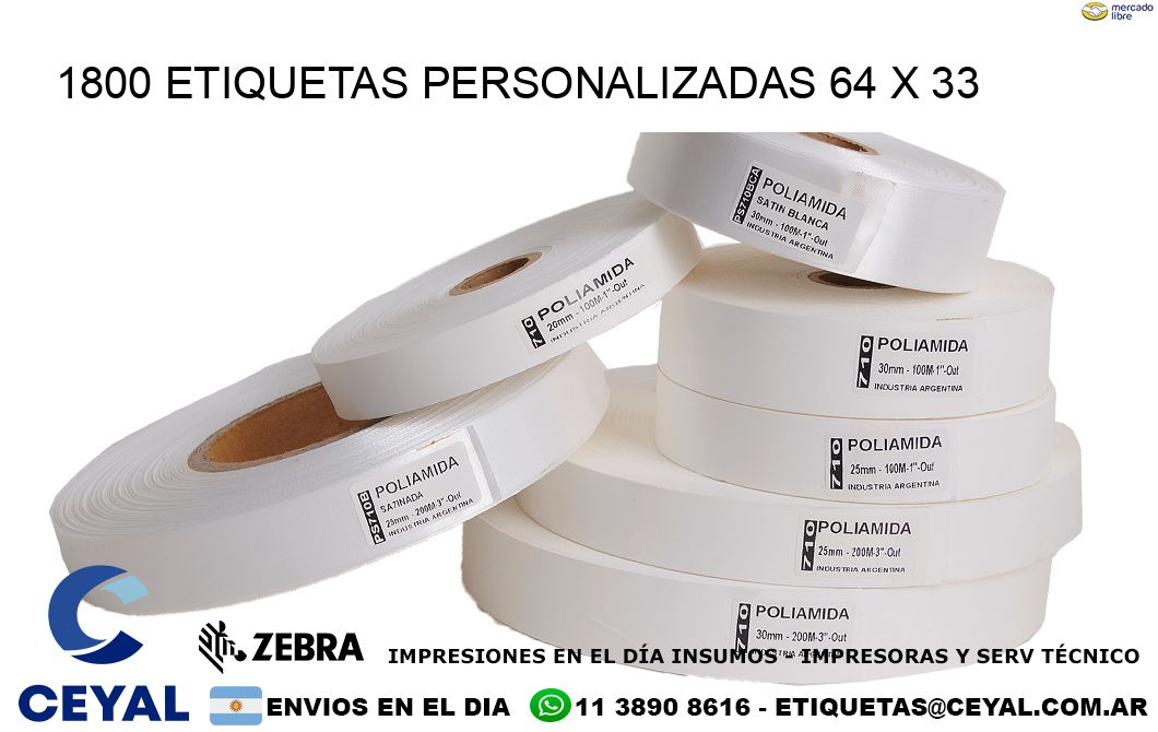 1800 ETIQUETAS PERSONALIZADAS 64 x 33