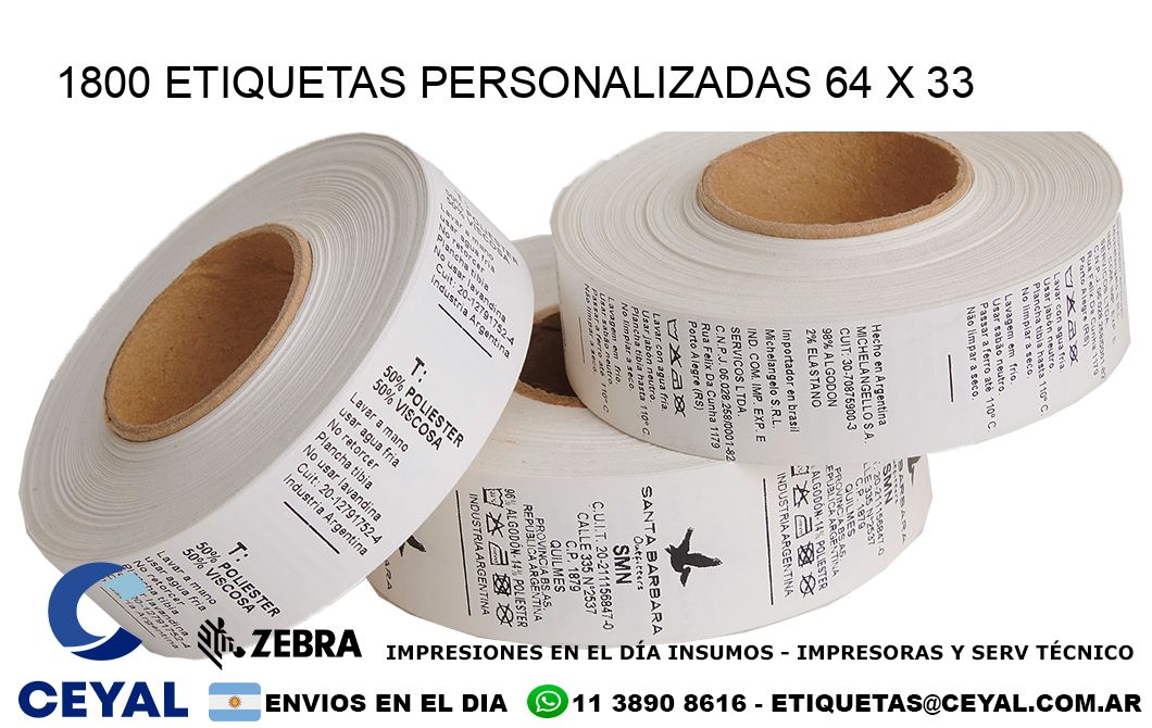 1800 ETIQUETAS PERSONALIZADAS 64 x 33