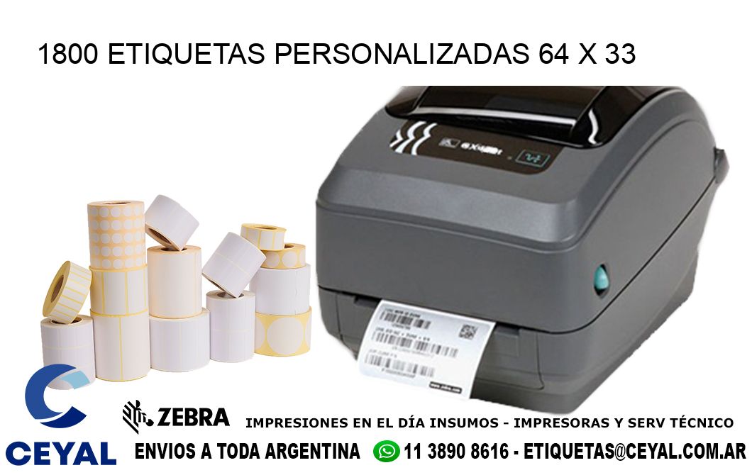1800 ETIQUETAS PERSONALIZADAS 64 x 33