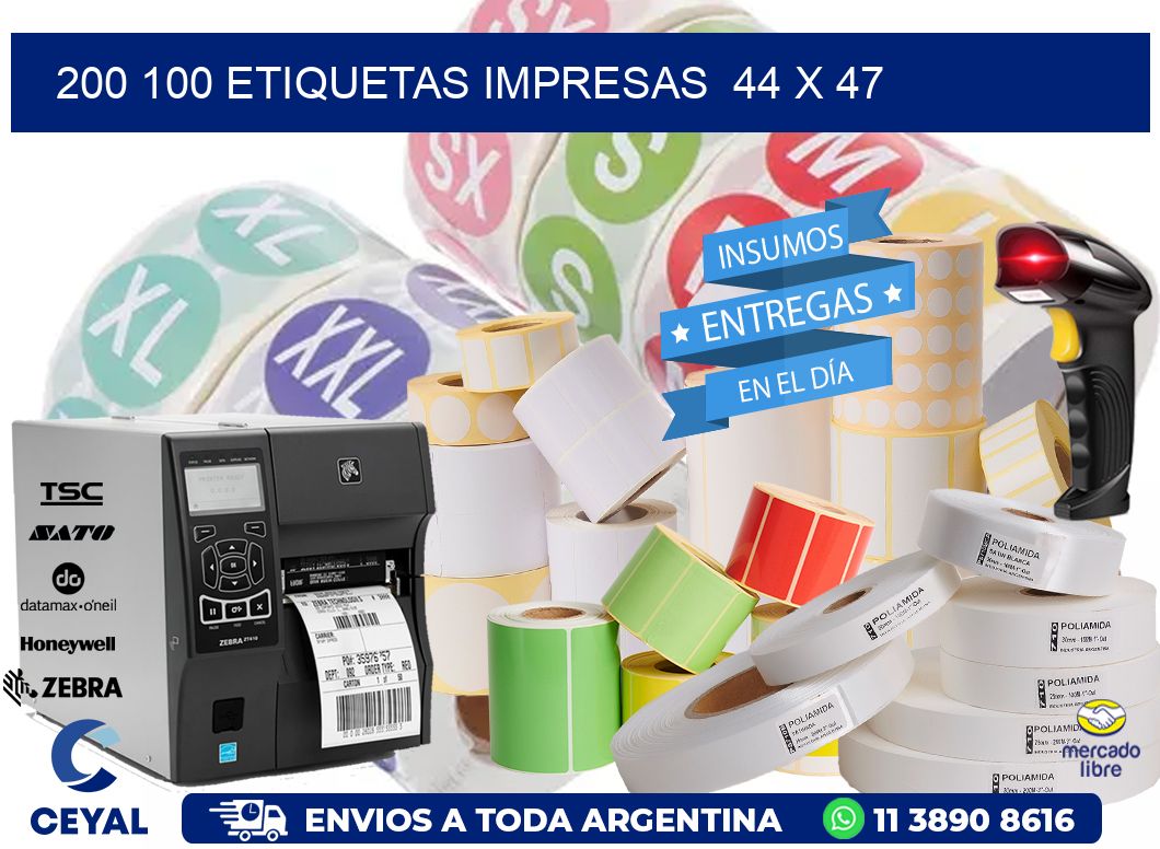 200 100 ETIQUETAS IMPRESAS 44 x 47