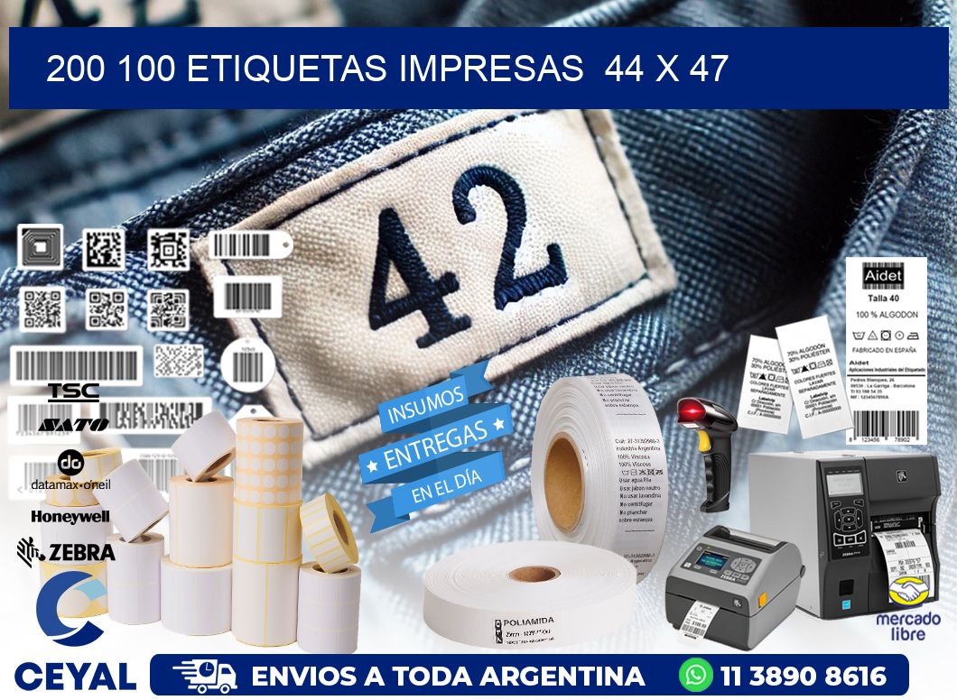 200 100 ETIQUETAS IMPRESAS 44 x 47