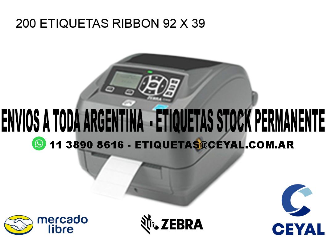 200 ETIQUETAS RIBBON 92 x 39