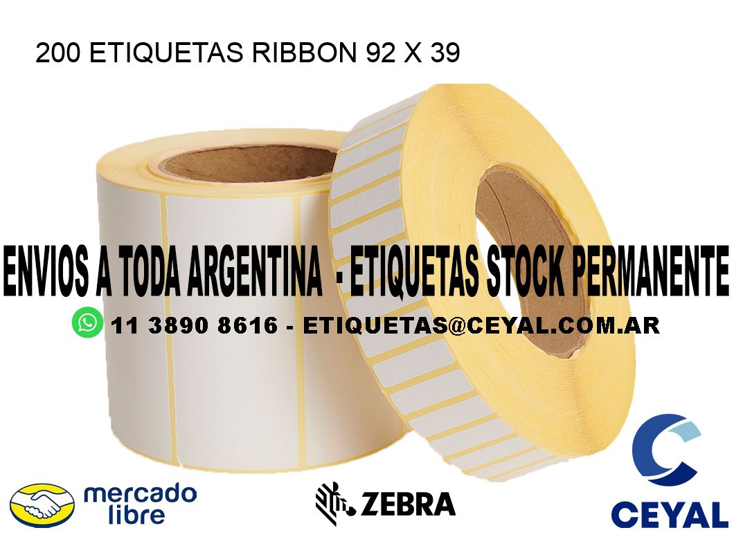 200 ETIQUETAS RIBBON 92 x 39