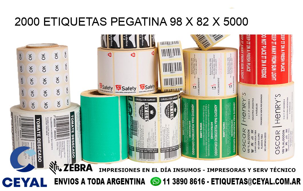 2000 ETIQUETAS PEGATINA 98 x 82 x 5000