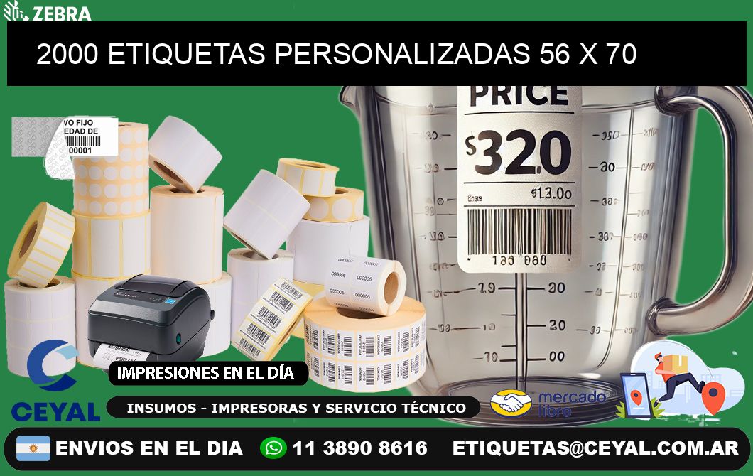 2000 ETIQUETAS PERSONALIZADAS 56 x 70
