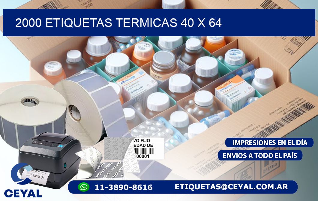 2000 ETIQUETAS TERMICAS 40 x 64