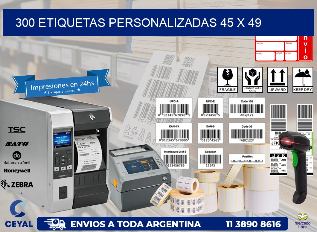 300 ETIQUETAS PERSONALIZADAS 45 x 49