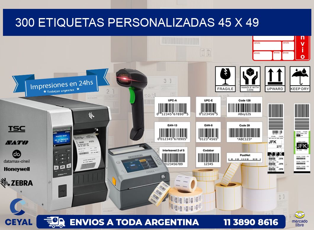 300 ETIQUETAS PERSONALIZADAS 45 x 49