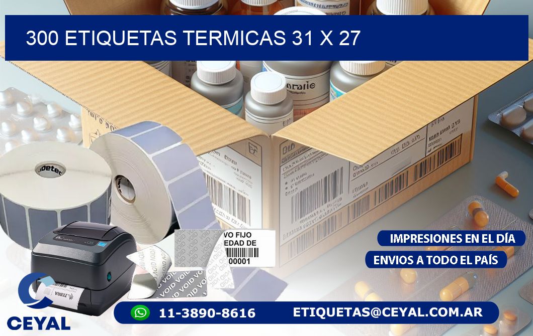 300 ETIQUETAS TERMICAS 31 x 27