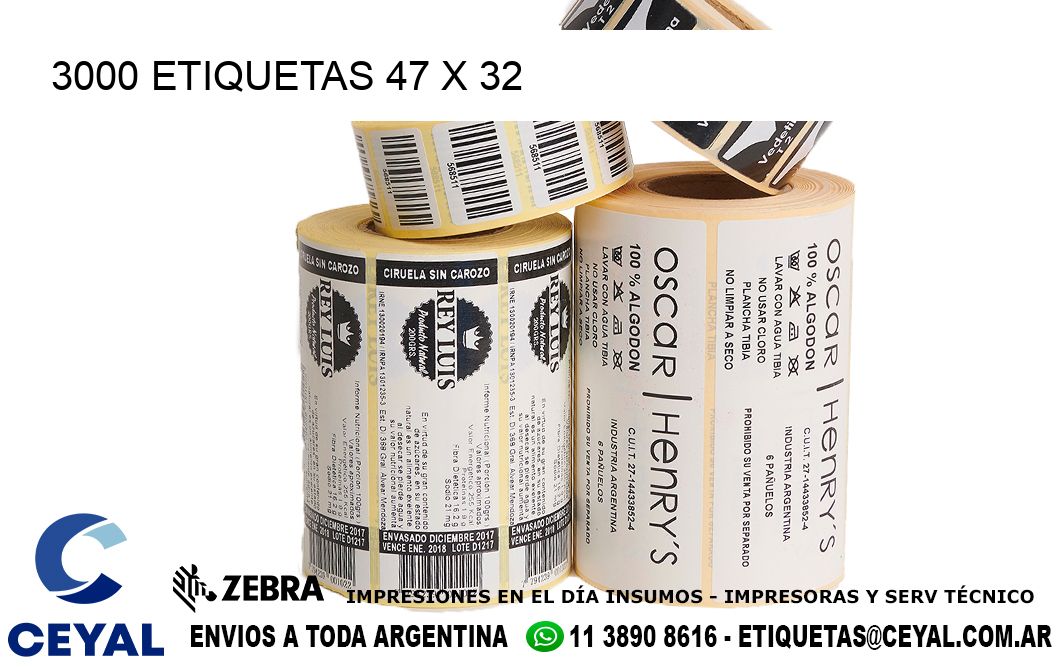 3000 ETIQUETAS 47 x 32