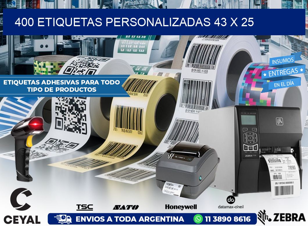 400 ETIQUETAS PERSONALIZADAS 43 x 25