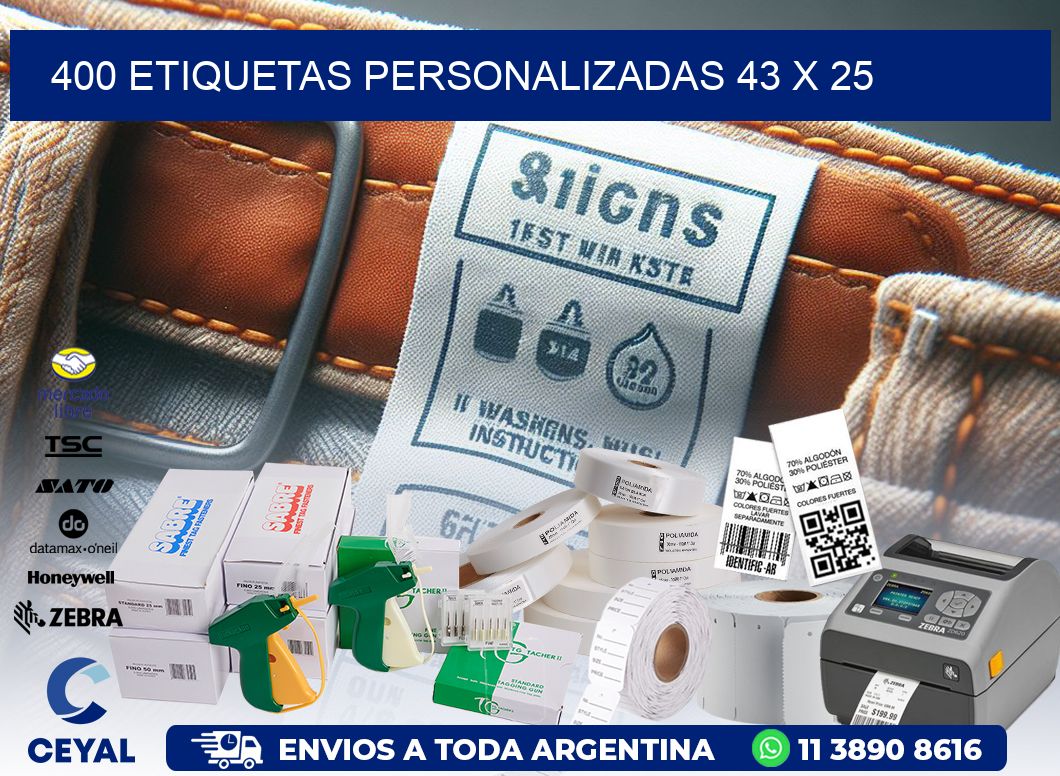 400 ETIQUETAS PERSONALIZADAS 43 x 25